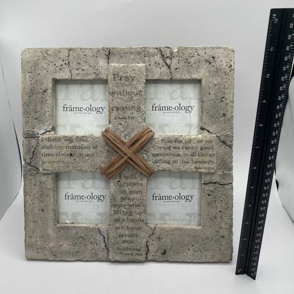 Frameology Rustic Concrete Cross Multi-Photo Scripture Frame 11" x 11" - Picture 5 of 6